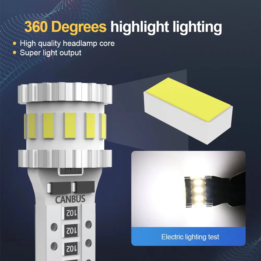 2PCS T10 W5W Small Lamps 3400LM 12W Super Bright Clearance Lamps 6000K Parking Light 12V Canbus No Error 1:1 Size Plug And Play