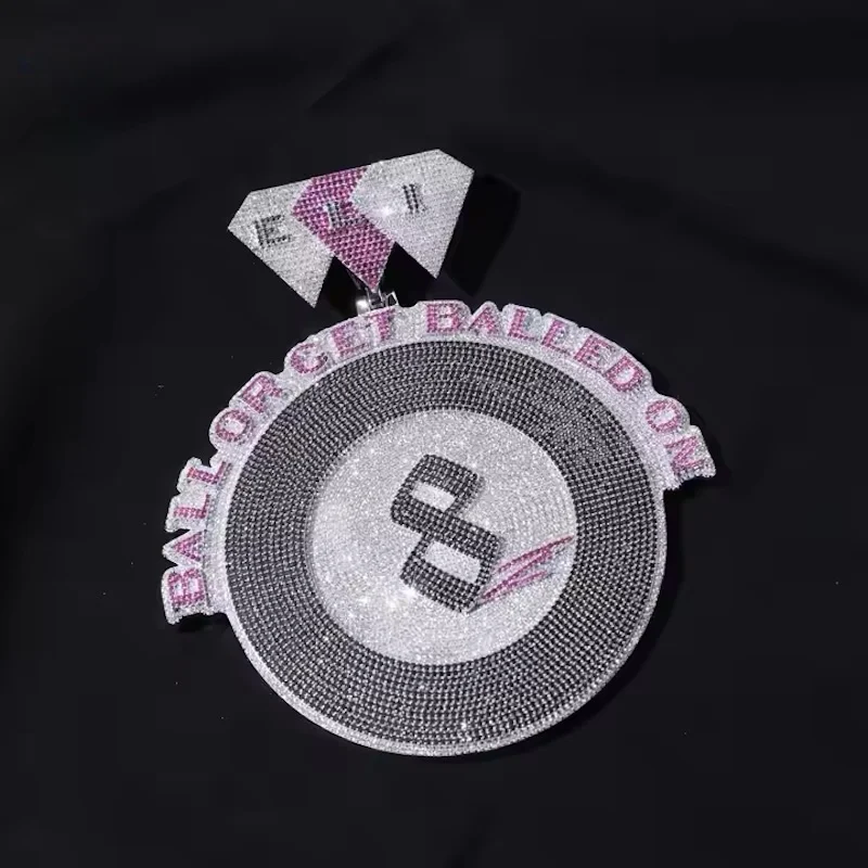 

Custom Round Pendant Rose Gold Plating 925 Sterling Silver Vvs Moissanite Diamond Hip Hop Iced Out Necklace Chain Jewelry