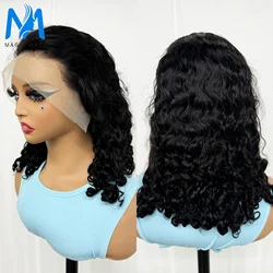 Natural Black Water Wave Bob Human Hair Wigs for Black Women 200% Density 14 16 Inches Short Deep Wave Curly Remy Human Hair Wig