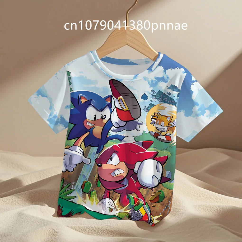 

Game Sonic 3D Men‘s Clothes Summer Children T-shirt Tops New Anime Sonic The Hedgehog T Shirt Kids Clothing Boys Girls Cartoon