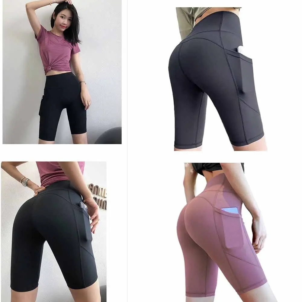 

Шорты для йоги с высокой талией, бесшовный дизайн, дышащие узкие леггинсы, однотонные спортивные шорты из эластичной ткани, повседневная одежда