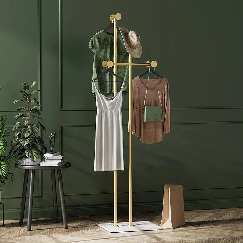 

Light Luxury Clothes Storage Hanger Floor Standing Removable Metal Iron Art Coat Rack For Home Room Furniture