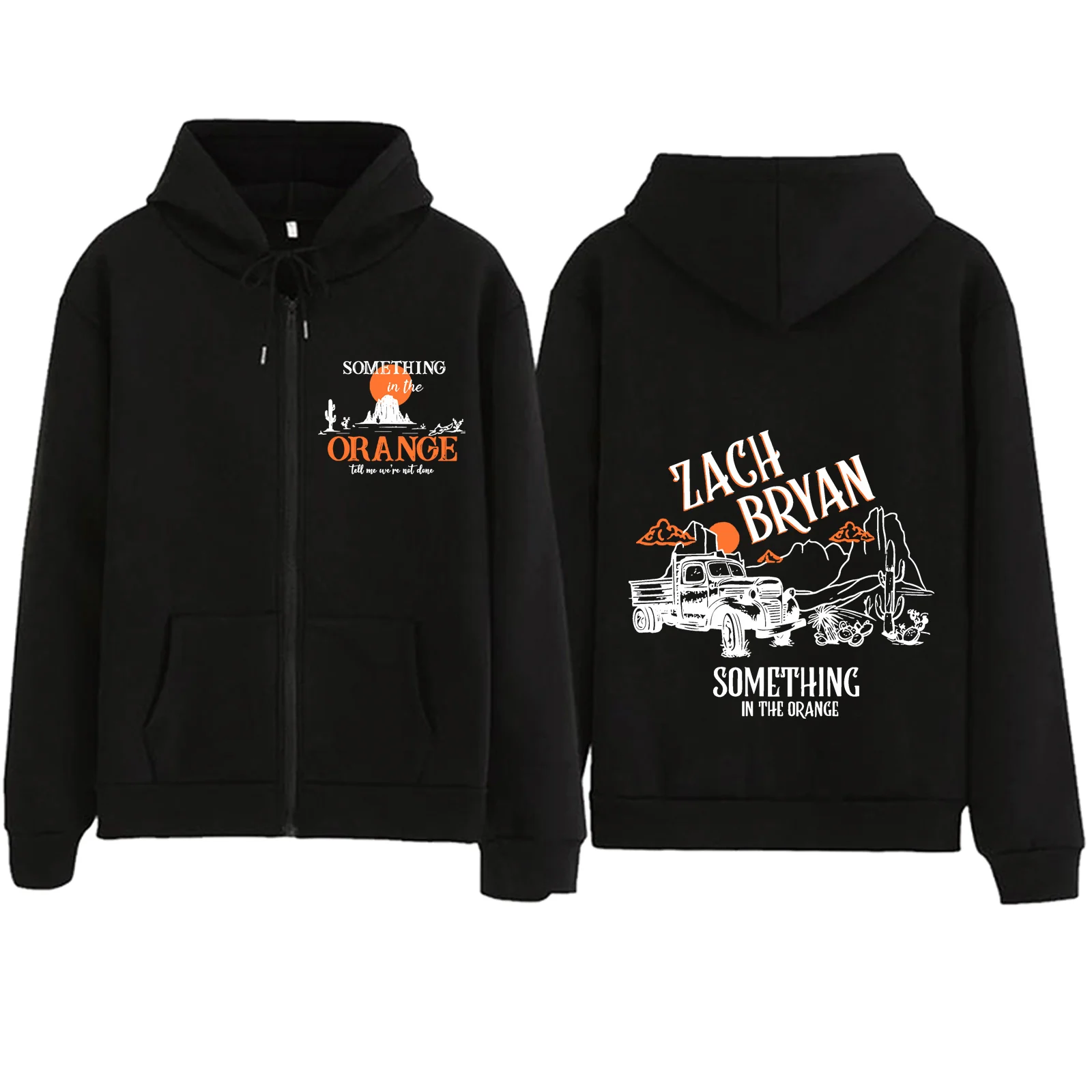 Zach Bryan Something in The Orange 2024 Zipper Hoodie Harajuku Pullover Tops Streetwear Music Fans Gift V-Neck Sweatshirts