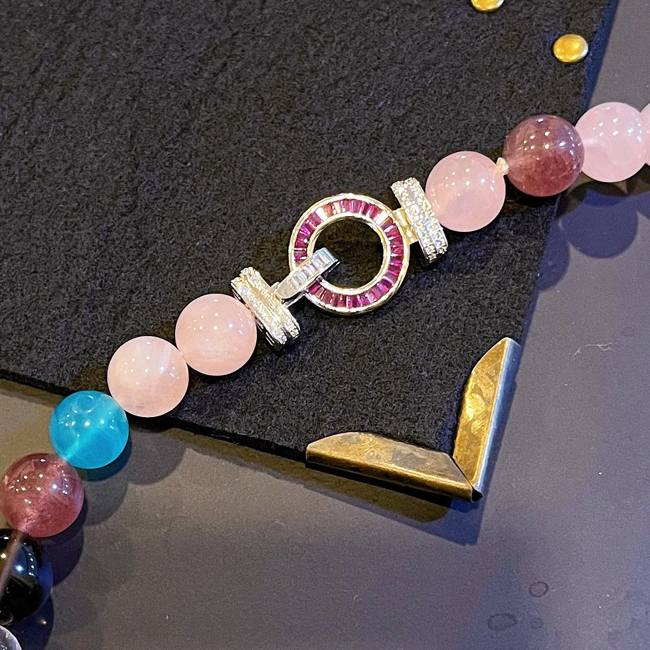 SET Jewelry Citrine Amazonite Amethyst super7 pink rose quartz round Necklace bracelet High End Women's Wedding Party view 6