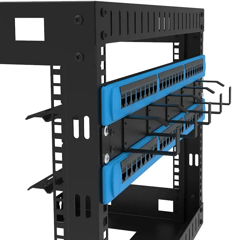 HUALUO 19-Inch 1U Metal Horizontal Rackmount Cable Manager with 5 D-Rings (1UCM5R440, Black)