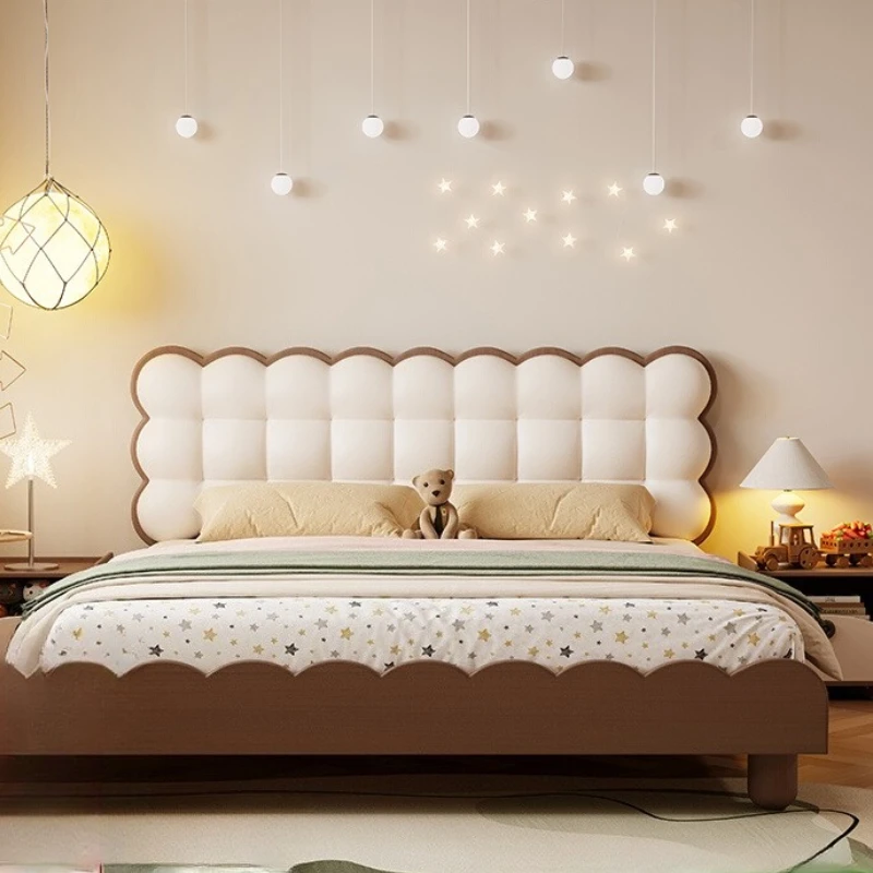 Bed Luxury Beige  Median Double Bed Hard Muebles  Bedroom Furniture