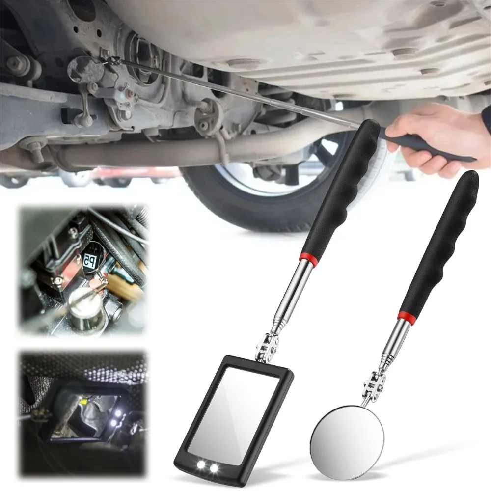 

Car Inspection Mirror 360° Rotation Telescoping Double LED Light Inspection Mirror Car Chassis Pipeline Inspection Repair Tools