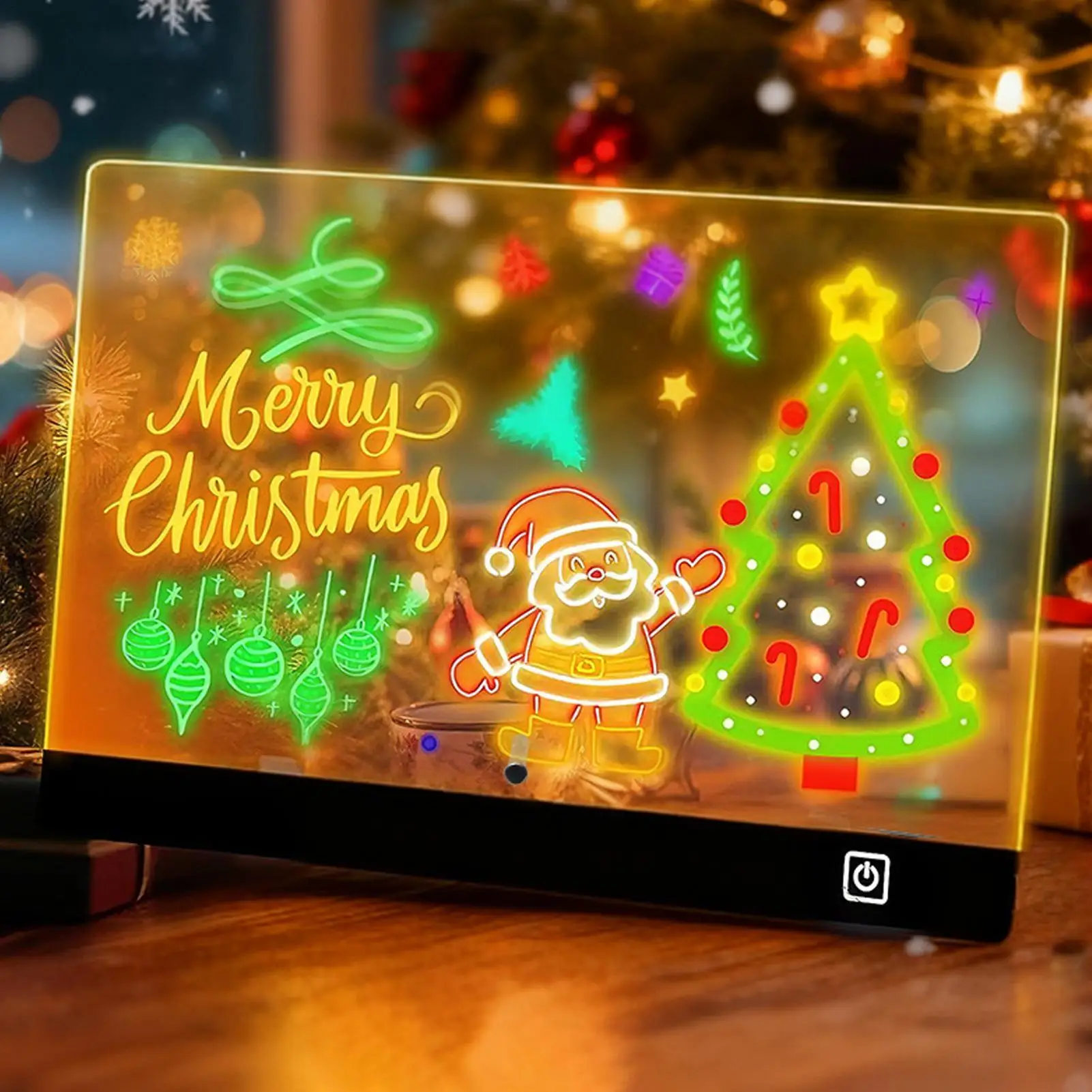 กระดานโน้ต LED พร้อมสี ขนาด 35x26 ซม. แผ่นรองเขียนแบบอะคริลิค ลบได้ ของเล่นสำหรับเด็กชายและเด็กหญิง ใช้สำหรับวาดภาพ ระบายสี เขียน