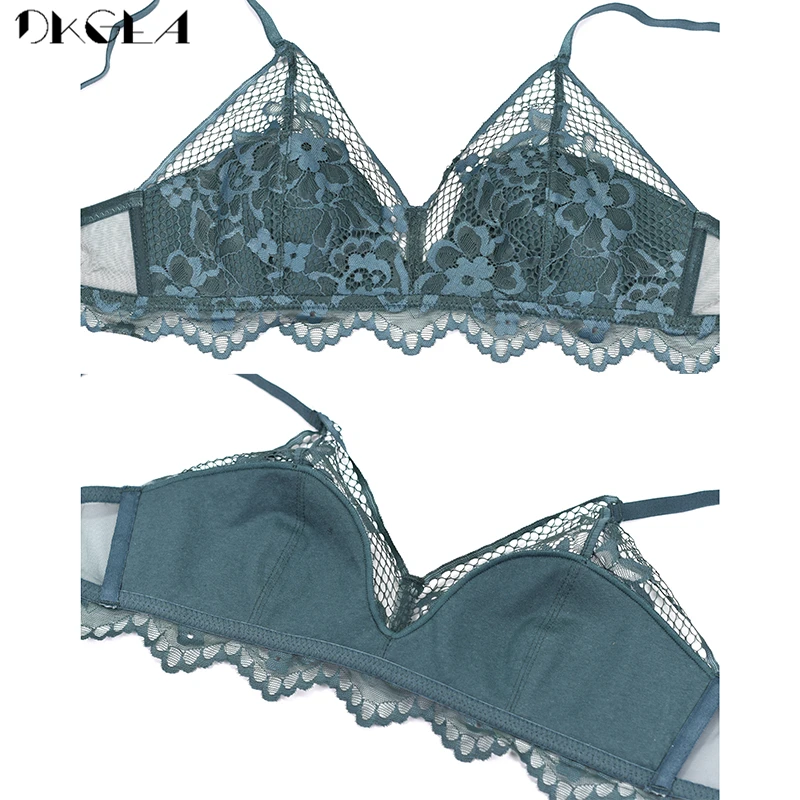 Women Red Bra And Panties Set Thin Cotton Lingerie Embroidery Lace Brassiere Triangle Cup Wire Free Bras Sexy Underwear Sets