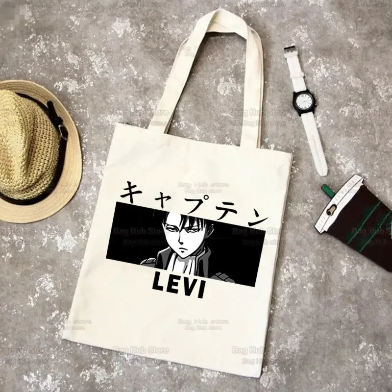 Bolsa de compras de Anime Attack On Titan Levi Ackerman Eye Bolsa de Yute para compras de comestibles Bolsa de compras