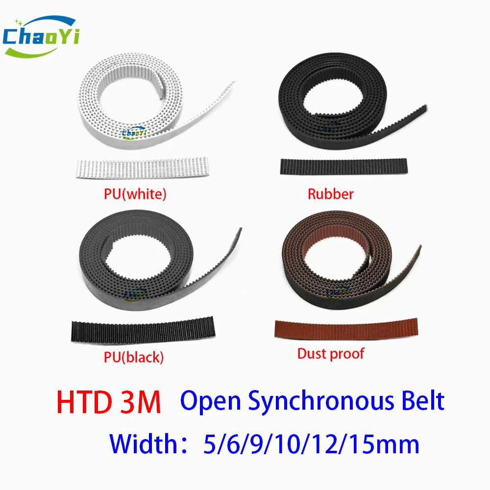 

HTD 3M Rubber Open Synchronous Belt Width 5/6/9/10/12/15mm 3M PU Polyurethane steel wire Synchronous Belt Dustproof Timing Belt