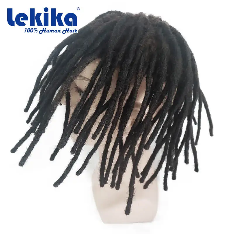 Афро-парик Dreadlock с двойными узлами на кожаной основе для мужчин, 100% натуральные волосы, Топпер, Плетеный мужской парик, протез волос, мужской парик