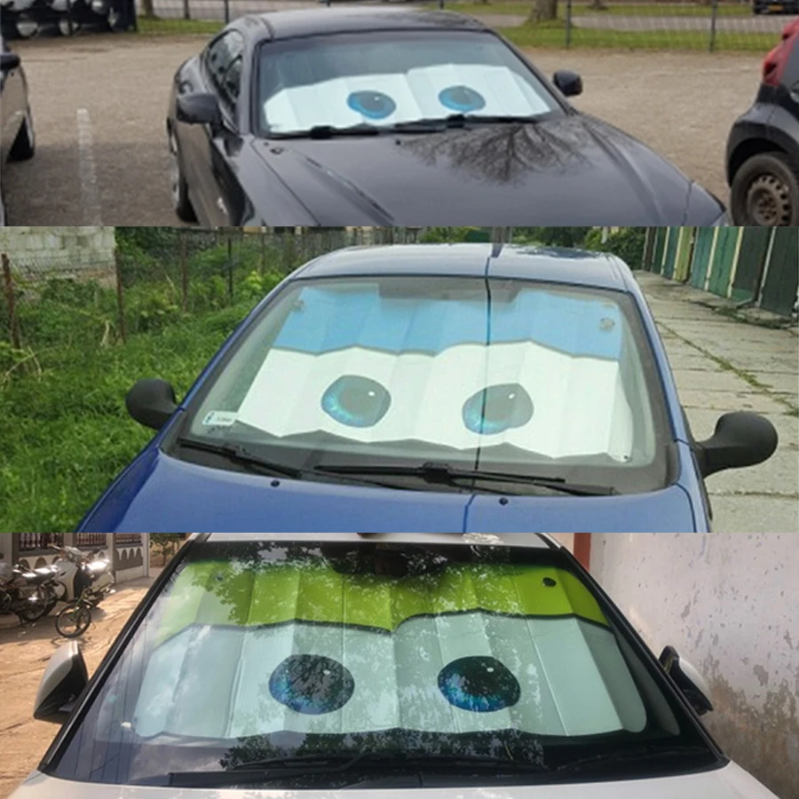 Aluminium Foil Color Cartoon Big Eyes Car Windshield Sunshade Sun Visor Covers car sun visor