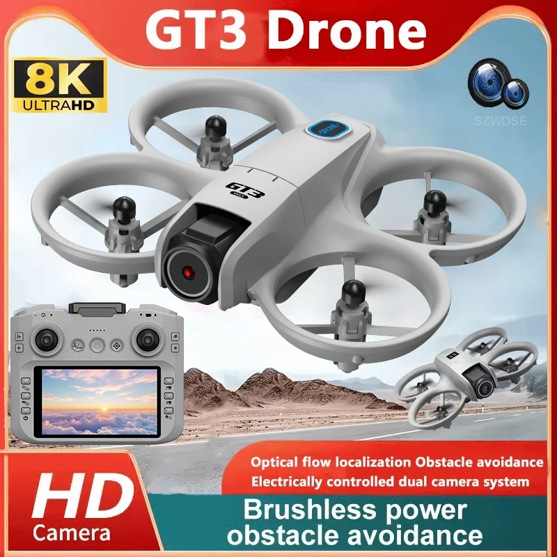 2025 GT3 MAX الطائرة بدون طيار HD 8k الطائرة بدون طيار كاميرا مزدوجة 5G WIFI fpv الطائرات كوادكوبتر فرش تجنب العوائق التصوير الجوي بدون طيار
