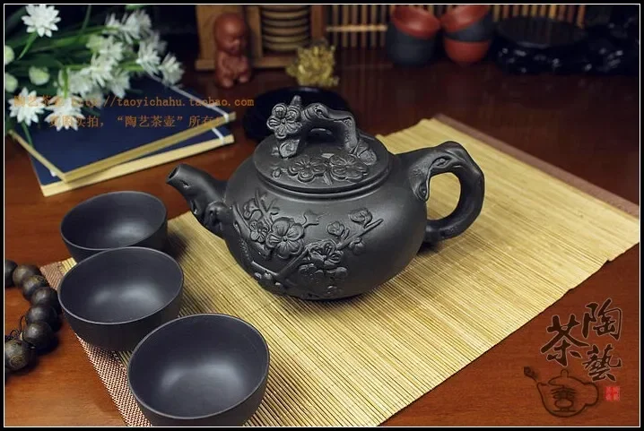 Chinese Porcelain Yixing Zisha Tea Set 380ml + 3 Cups 40ml Kung Fu Teaset Teapots Handmade Zisha Ceramic Kettle