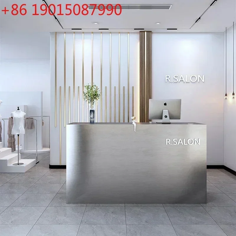 Stainless Steel Clothing Store Cashier Desk Simple Modern Beauty Salon Bar Counter Shop Company Front Desk