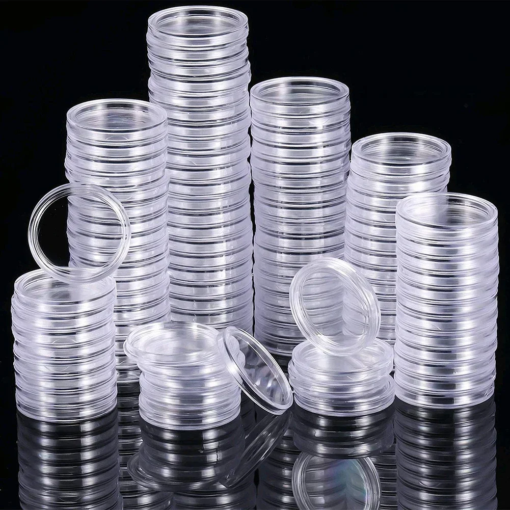 100pcs 30mm Clear Coin Capsule Holder Storage Box Case For Coin Medal Collectable Box Case Capsules Protection Boxes Container