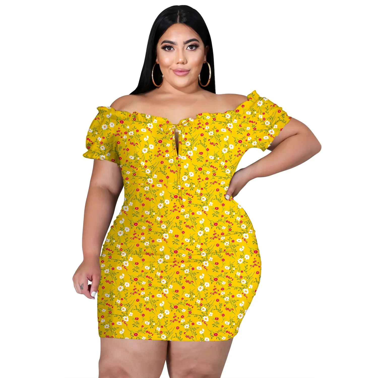 Women\'s Clothing Plus Size Dresses 2024 Autumn Urban Casual Soild Color Knitted Sexy Off-Shoulder Dress Lace-up Nightclub Skirt