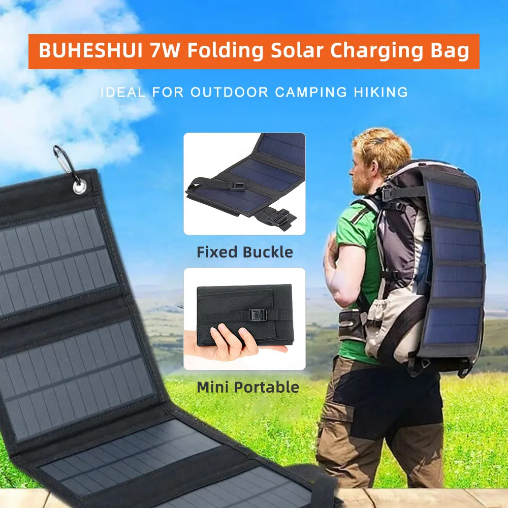 Foldable Solar Panel Charger for Smart Phone Outdoor Camping Mobile Power Battery Charger Waterproof Portable Mini Small Solar