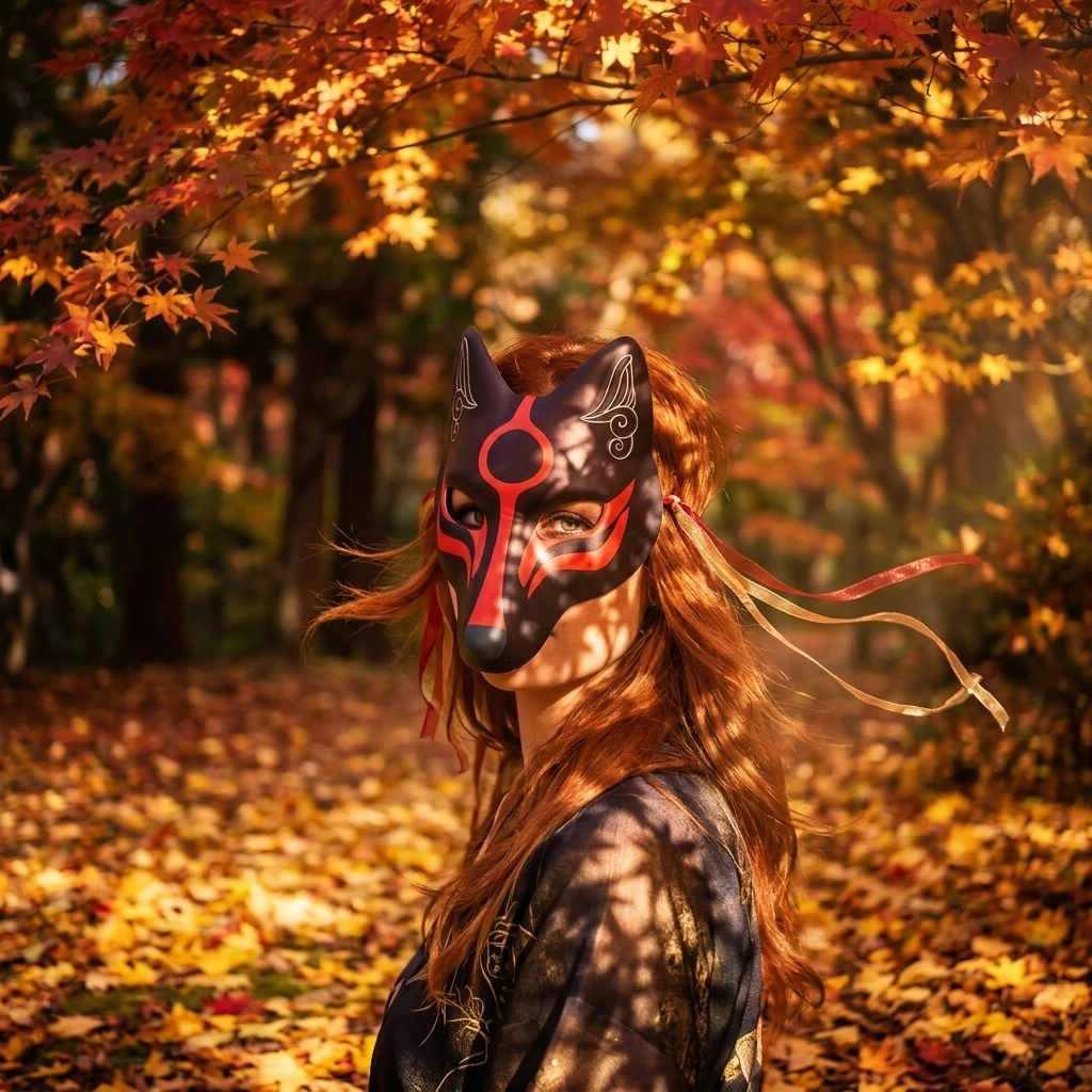 قناع ثعلب أسود وأحمر على طراز  - مراجعة Cosplay Material For Prop وسعره