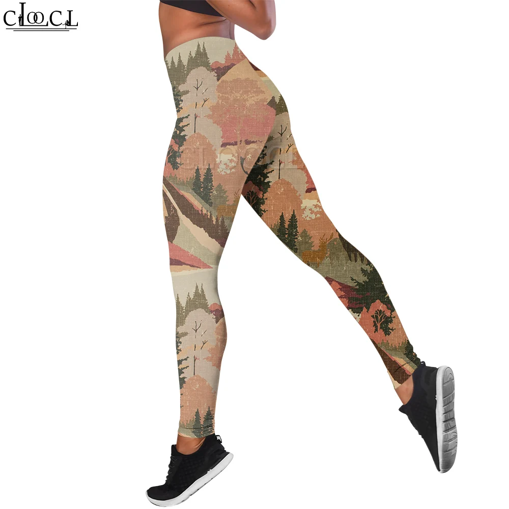 CLOOCL Retro Women Legging Landscape Painting 3D Printed Casual Trousers High Waist Sexy Yoga Pants Female Sweatpants