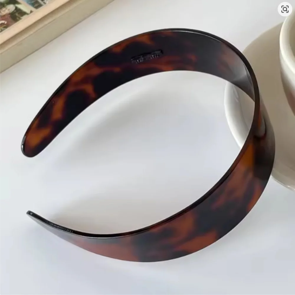 Leopard Print Headband Fashionable Wide Hair Hoop Acetate Headband Retro Fashion Headband For Wedding Office Party view 2