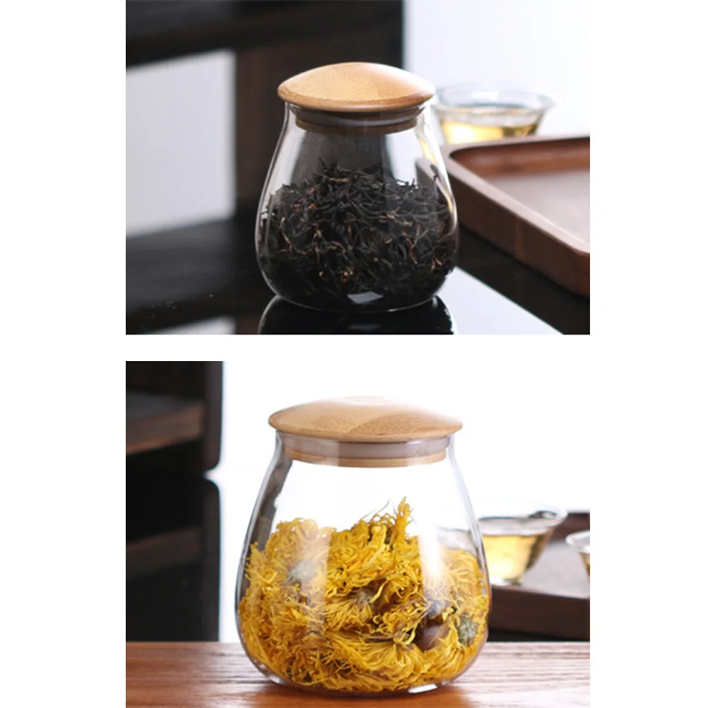 

2Pcs Mushroom Storage Jar Airtight Glass Containers for Coffee Beans Tea Sugar Salt Pepper Dry Food Household
