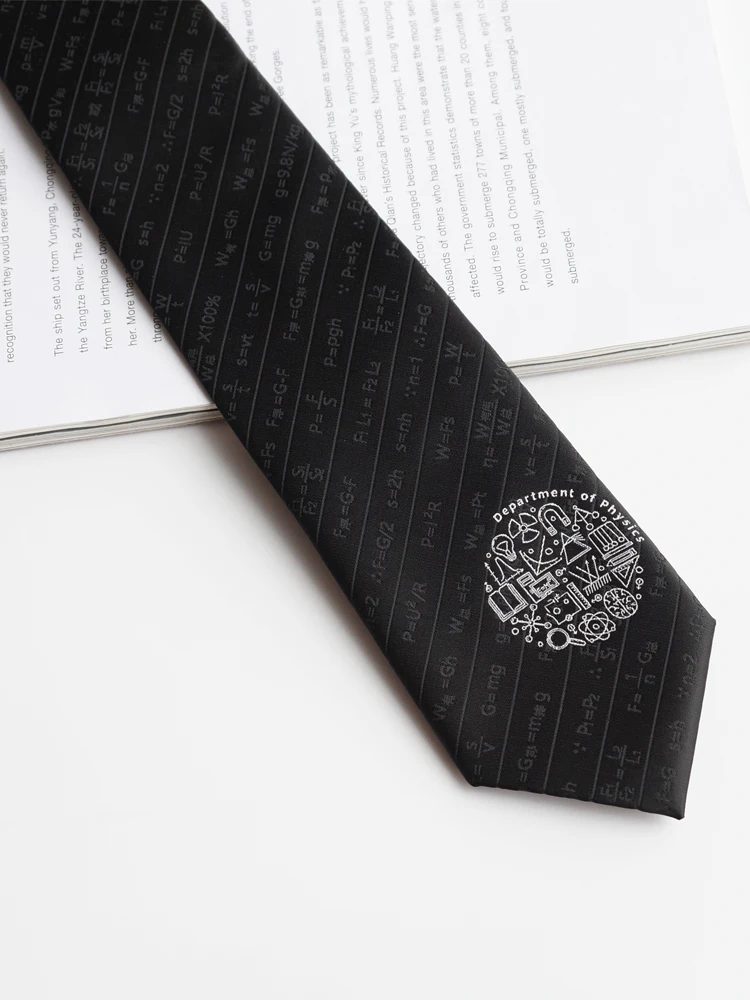 オリジナルビッグジョイ物理学公式黒刺繍ネクタイ楽しい学生ラボ-jkdk-カレッジスタイル女性のネクタイカジュアルファッション