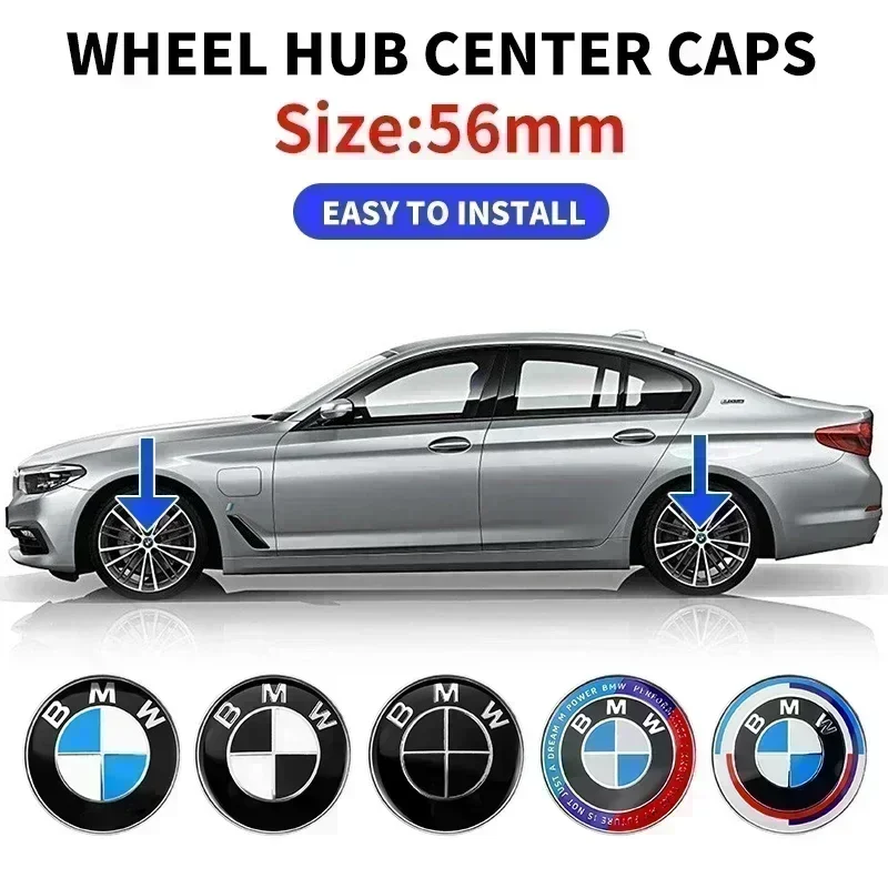 

4pcs 56mm Car Wheel Center Hub Cap Emblem Stickers Styling For BMW M Performance 1 3 5 7 Series X1 X2 X3 X4 X5 X6 X7 M3 M5 M7