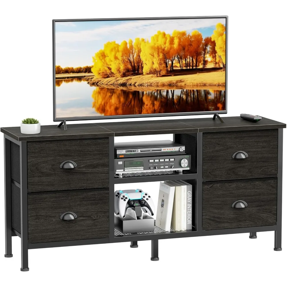 

TV Stand with 4 Drawers, 43 inch Entertainment Center with Open Shelves, Media Center for 50 TV, Television Stand for