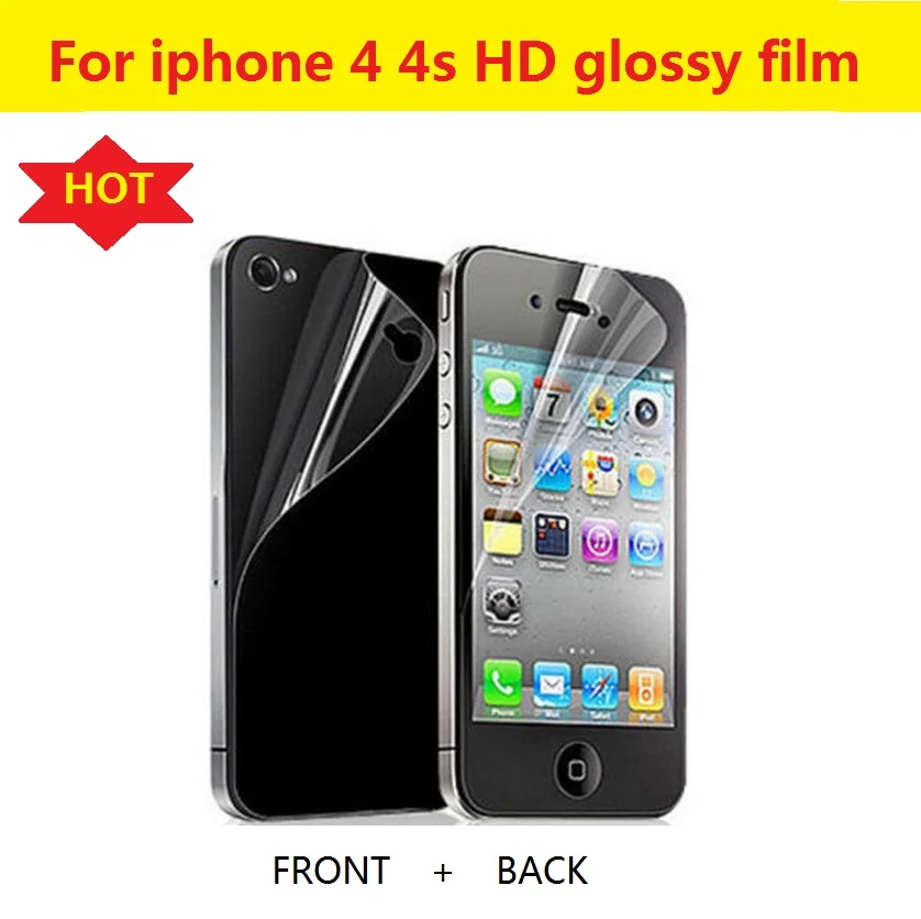 On sale!1pair (front+back) HD clear glossy film For iphone 4 4G 4S 5 5g 5s 6 6s 7 8 plus X XS XR XS MAX screen protector film