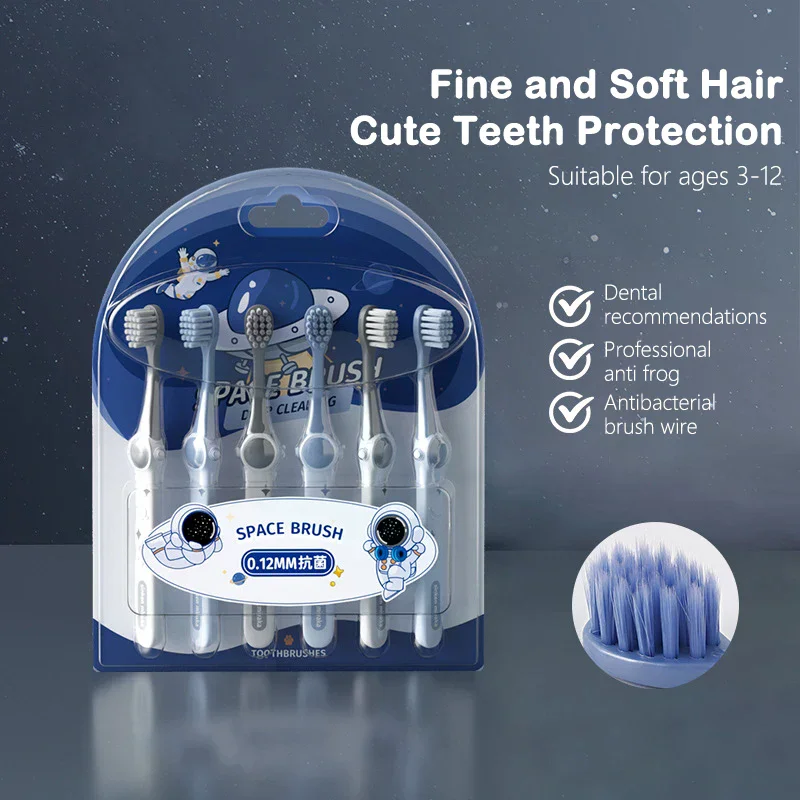 /ACR/6pcs Space Tooth Brushes Baby Kids Toothbrush Soft Fine Bristles Teeth Brush Children Oral Care Cleaning Tool