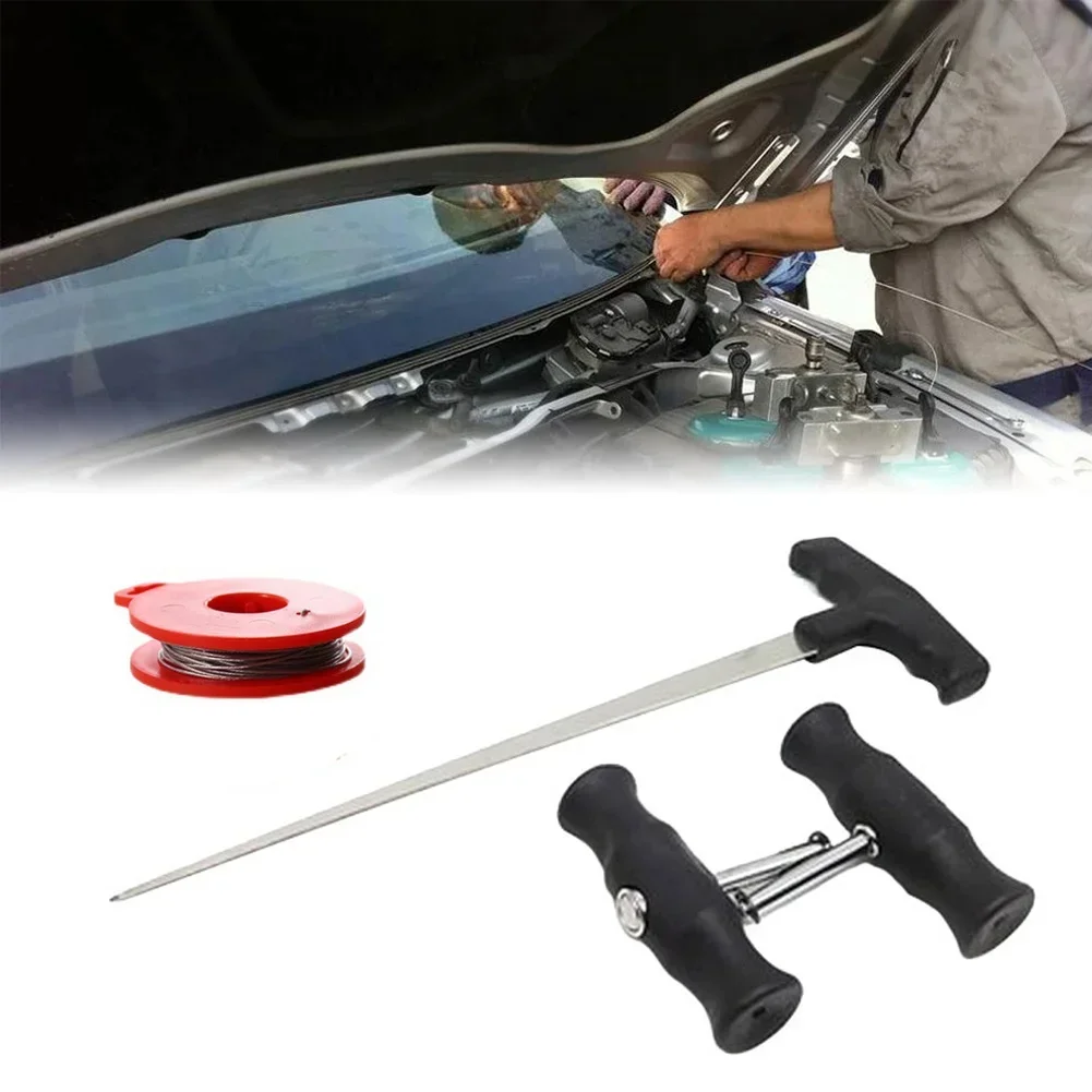 CarHome Car Windshield Remover Tool With Nonslip T Handle Threader Steel Wire Kits Repair Hand Tool Windshield Remover Set NEW