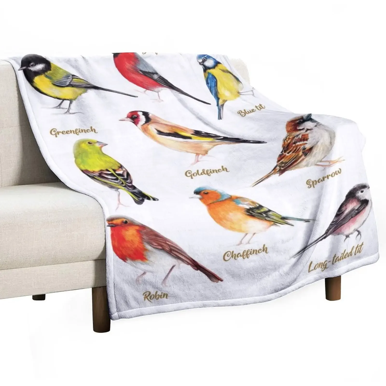 

British Garden Birds Collection Throw Blanket Soft Plaid warm for winter christmas gifts Blankets