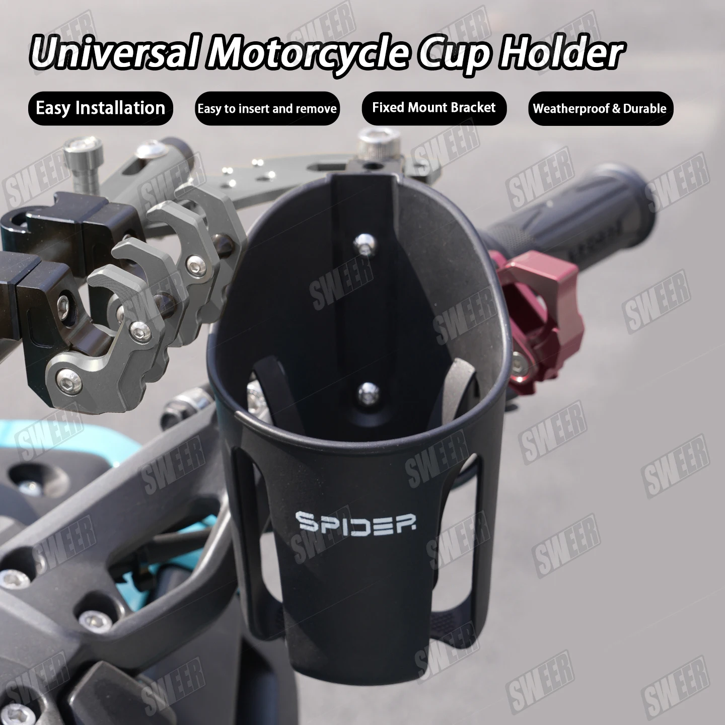 Motorcycle Mirror Adjust Free Stand Water Cup Holder Universal For Motorbike Handlebar Drink Cup Stability Beverage Bottle Stand