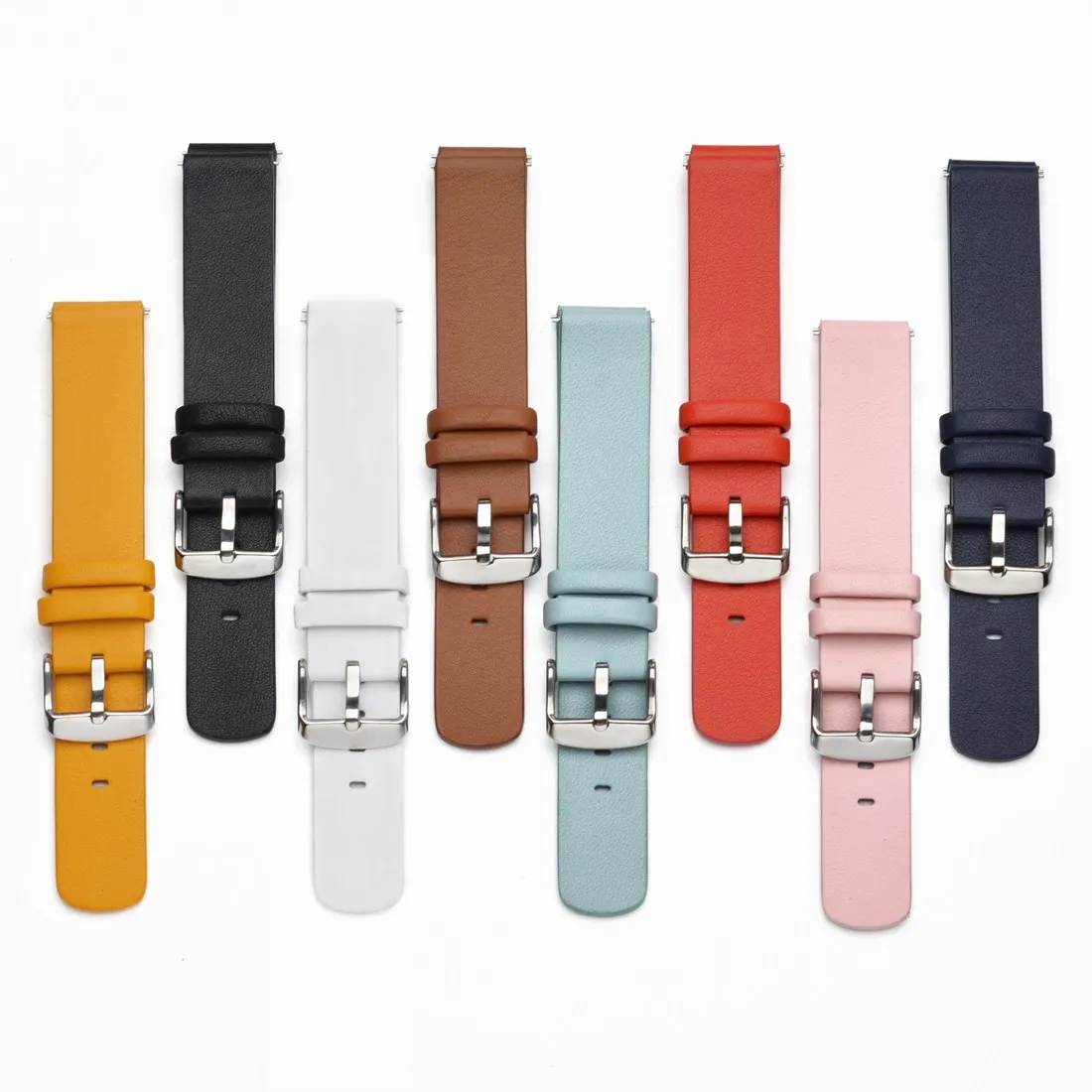 WOCCI Top Grain Leather Watch Bracelet Genuine Cowhide Watchband 18mm 20mm 22mm Black Blue Brown Yellow White Red Pink