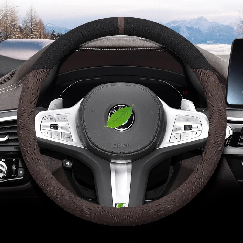 

For BMW X5 X1 X2 X3 5 Series 530li 320i 325 120i Suede Ultrathin Steering Wheel Cover Non-Slip Car Interior Accessories