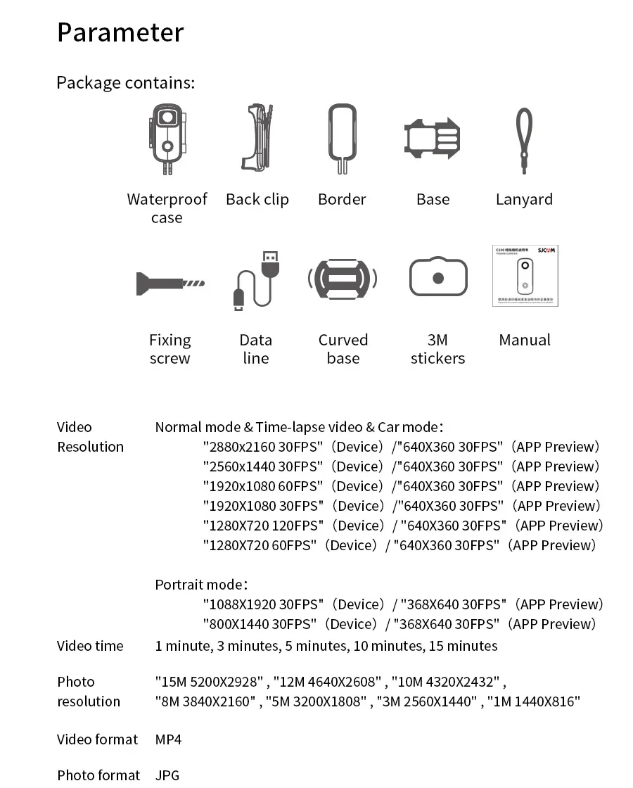 Caméra à pouce SJCAM C100 Plus 4K WiFi 30M, caméscope DV étanche pour Sport d'action