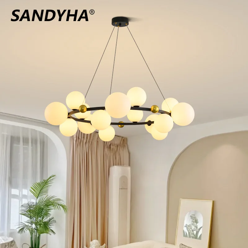 

Modern Magic Bean Pendant Lights Glass Ball Ceiling Chandelier Home Decor Dining Table Living Room Bedroom Kitchen Hanging Lamp