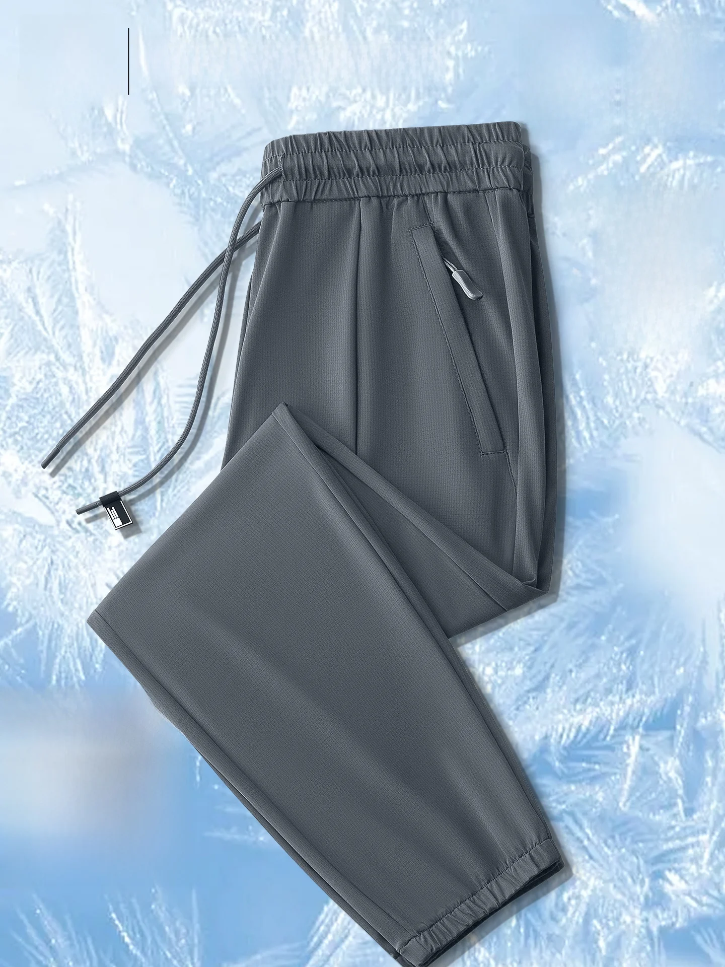 

Men's Ice Silk Casual Pants Summer Thin Elastic Qui Dry Sport Sun Protection Straight Leg Leisure Trousers Comfortable Brea...