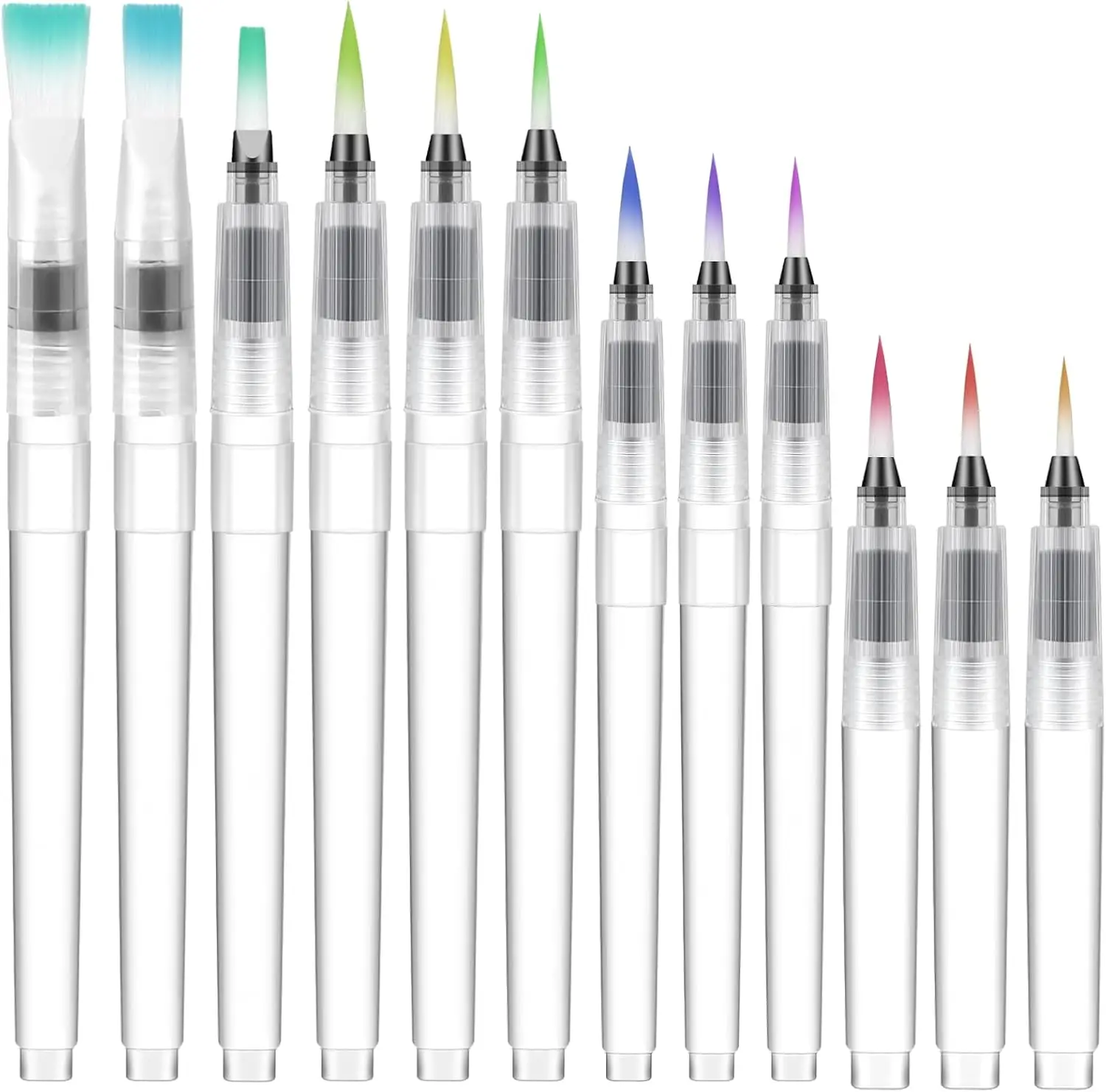 Watercolor Brush Pen with Nylon Tips -Lightweight, Ergonomic Design for Painting & Art Projects, Transparent Body ,Paint Brushes