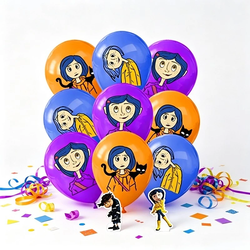 18pcs Coraline Popular Movies The Secret Door Balloon Birthday Party Supplies Banner Decoration Ballon Decor