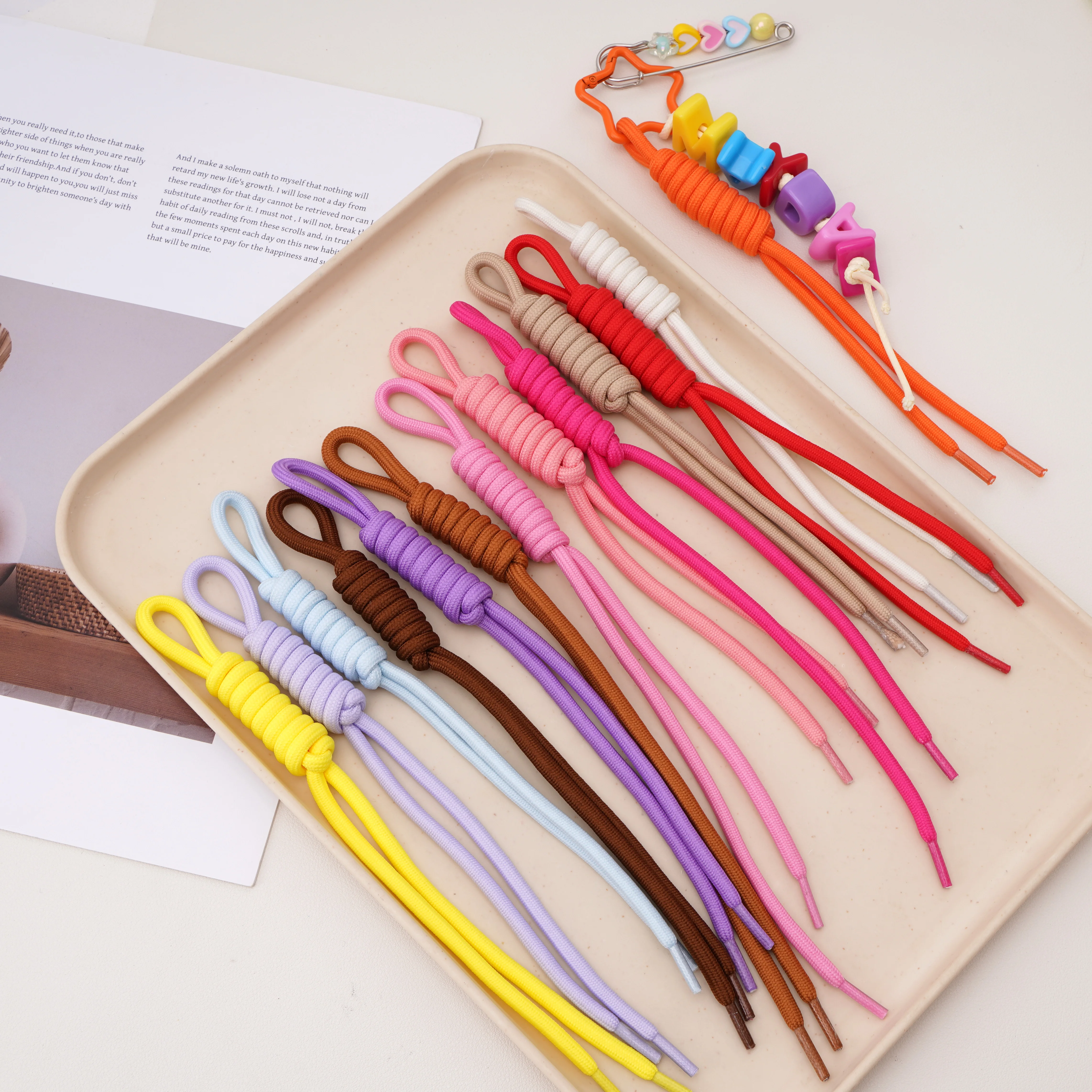 1pcs/lot Colorful Braided Lanyard Keychain Handmade Knot Nylon Rope Cord Thread For DIY Key Chain Pendant Bag Accessories ﻿