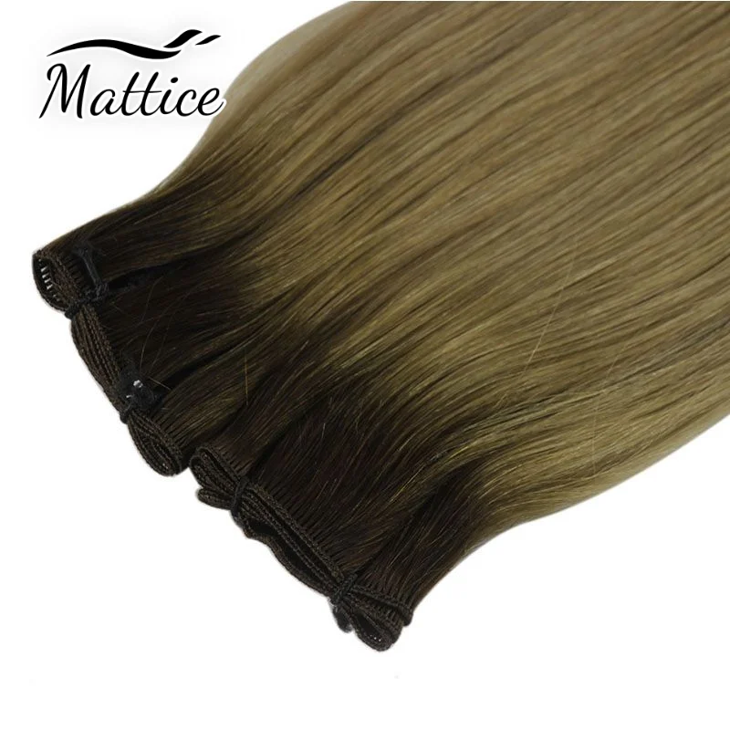 Straight Brazilian Genius Weft Human Hair Bundles One Donor Double Drawn Natural Color Human Hair Wave 50G Women Hair Extensions