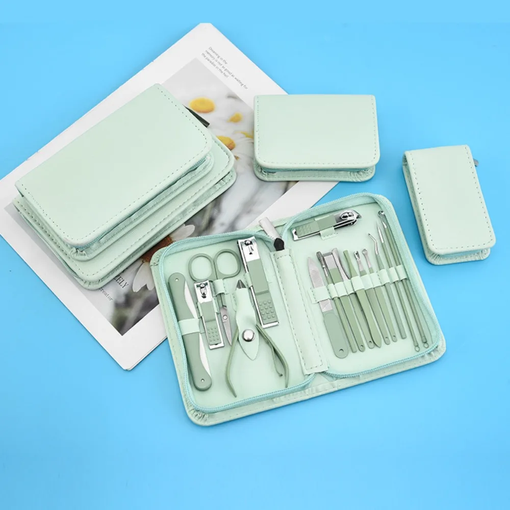 

Stainless Steel Nail Clipper Kit with Storage Case Green Nail Grooming Kit Professional Durable Nail Care Tool Nail Salon