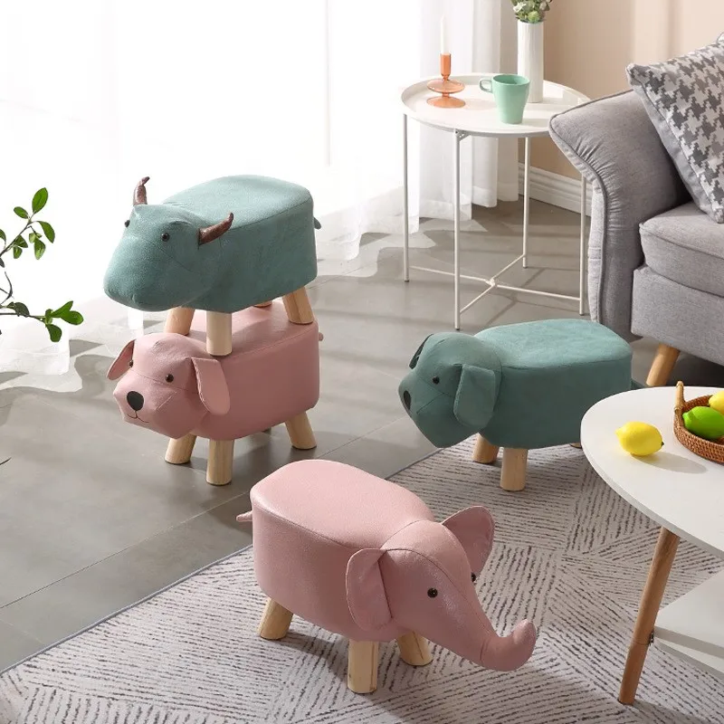 k-star Wooden animal stools living room cute shoe changing stools household low stools fashionable and creative benches