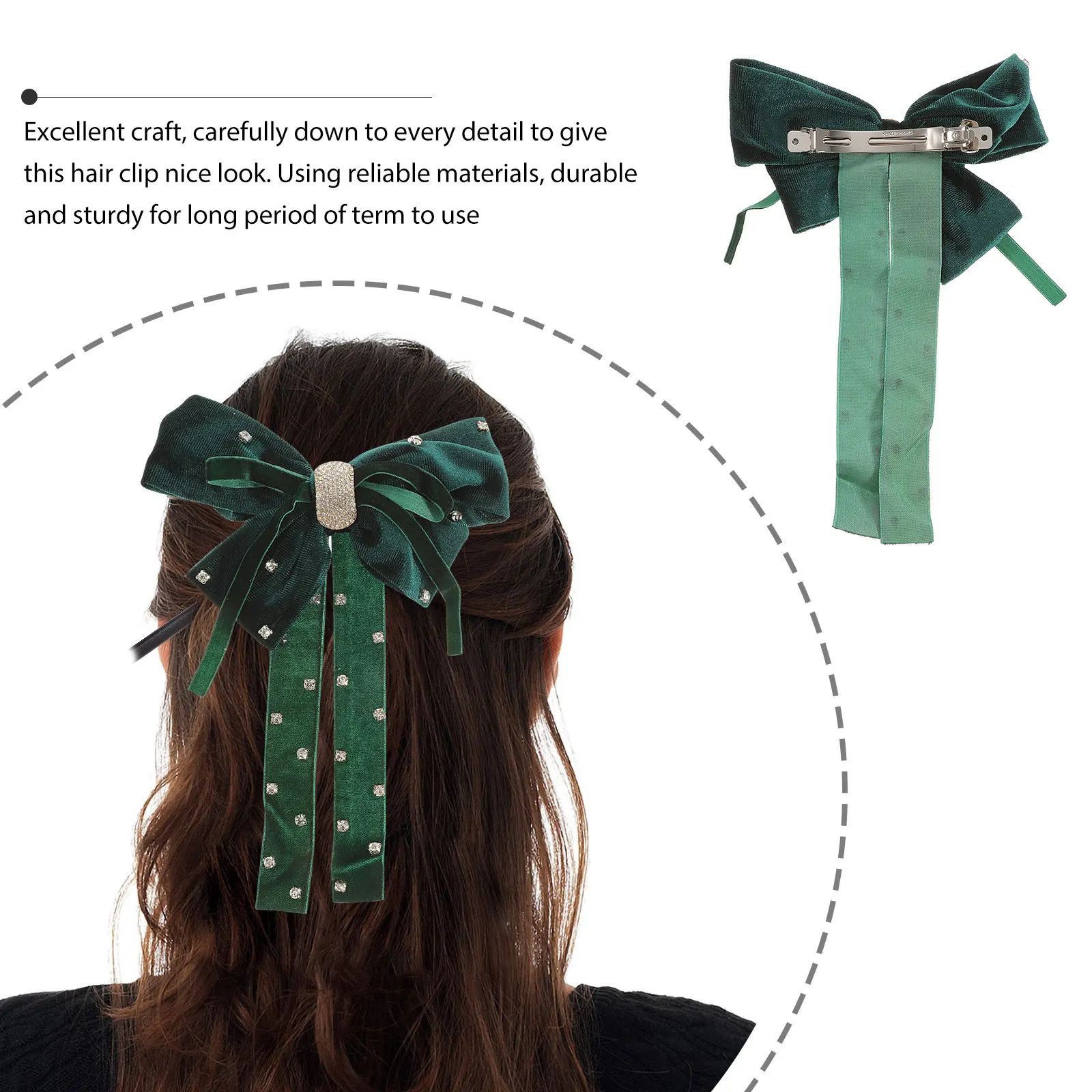 

Rhinestone Hair Bow Clip Long Tail Bowknot Hairpin For Women Girls Wedding Party Prom Hair Accessories Barrettes