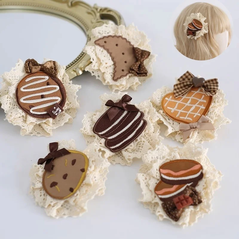 Oryginalna ręcznie robiona miętowa czekolada Lolita spinka do włosów papierowy kubek ciasto mała kokardka opaska do włosów DIY słodka herbatnica akcesoria do włosów
