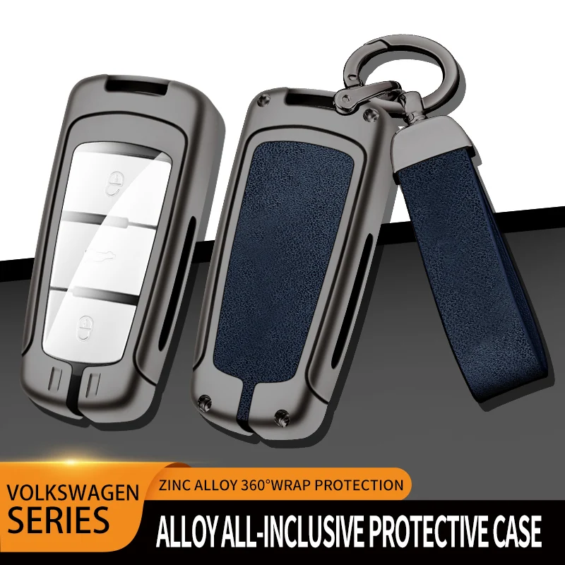 Leather Car Metal Key Case Cover for VW Volkswagen CC Passat CC B6 B7 Protection Key Shell Skin Bag Only Case Accessories view 2