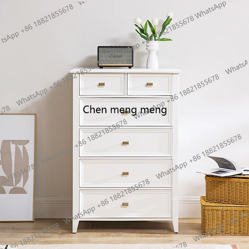 

American solid wood chest of drawers, simple and modern nine-chest cabinet, storage cabinet, locker, bedroom, white drawer
